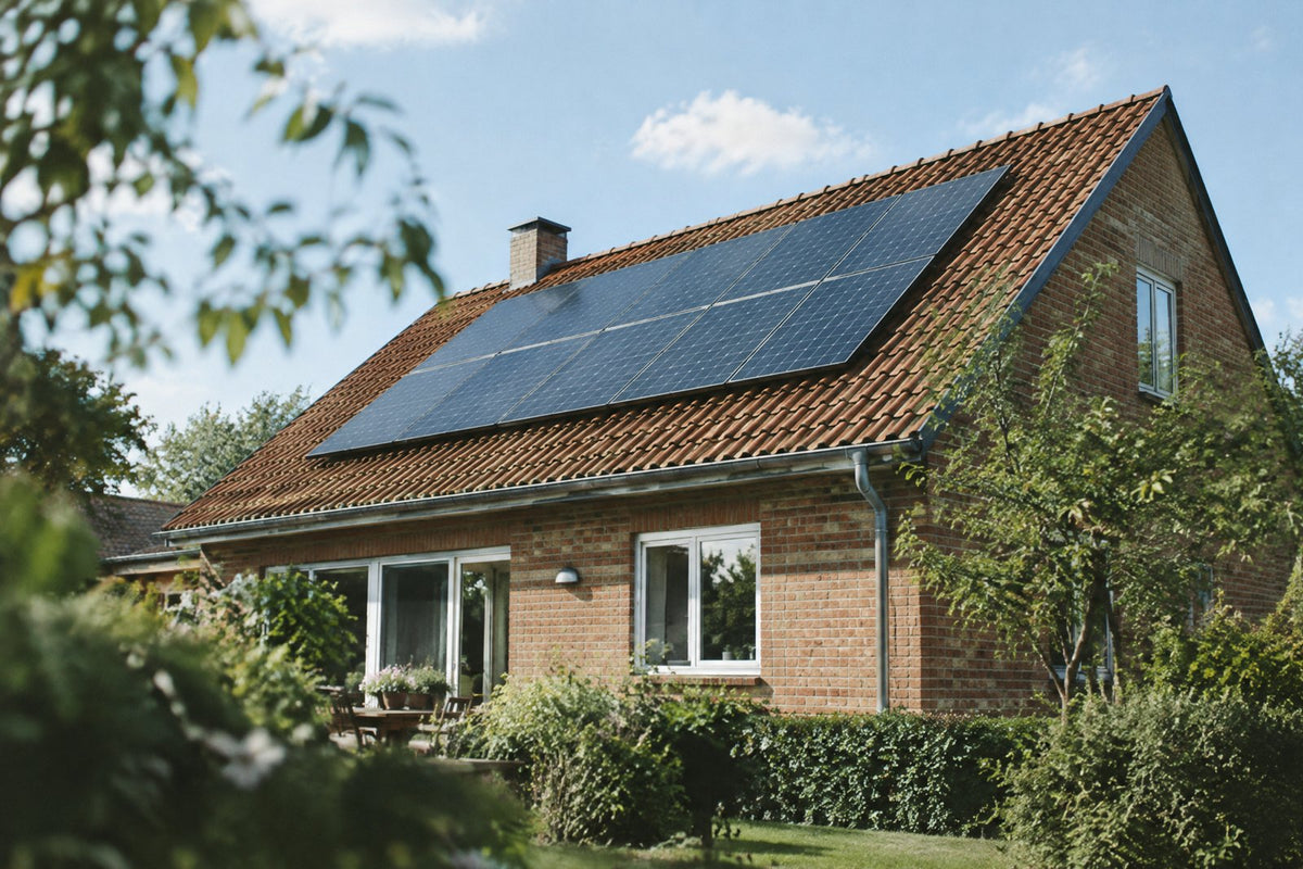 Gammelt målerkort, elmåler og en mobil med energi-app på et køkkenbord