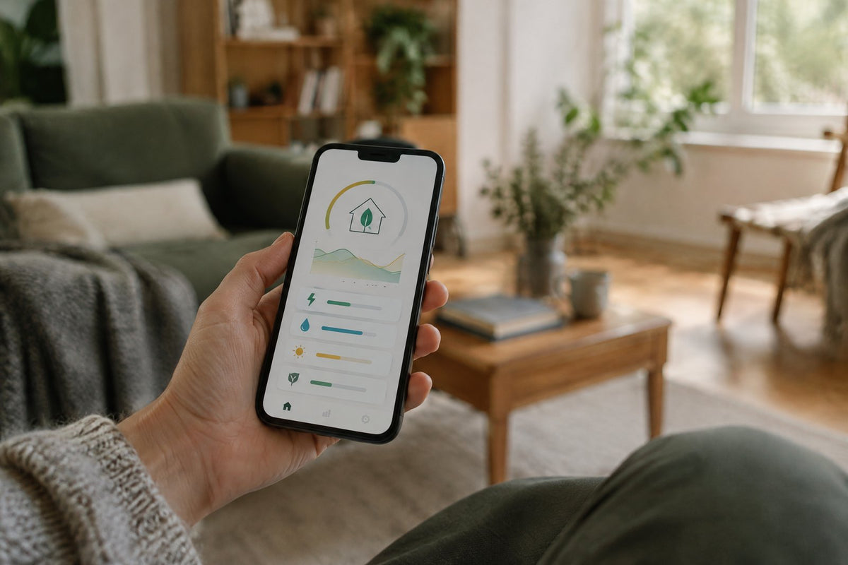 Batteri med app på skærmen