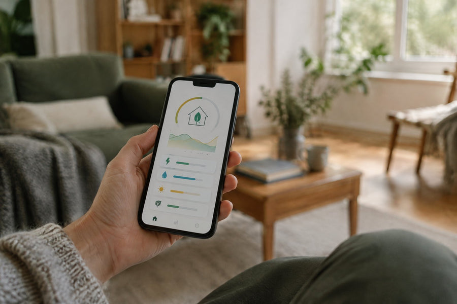 Batteri med app på skærmen