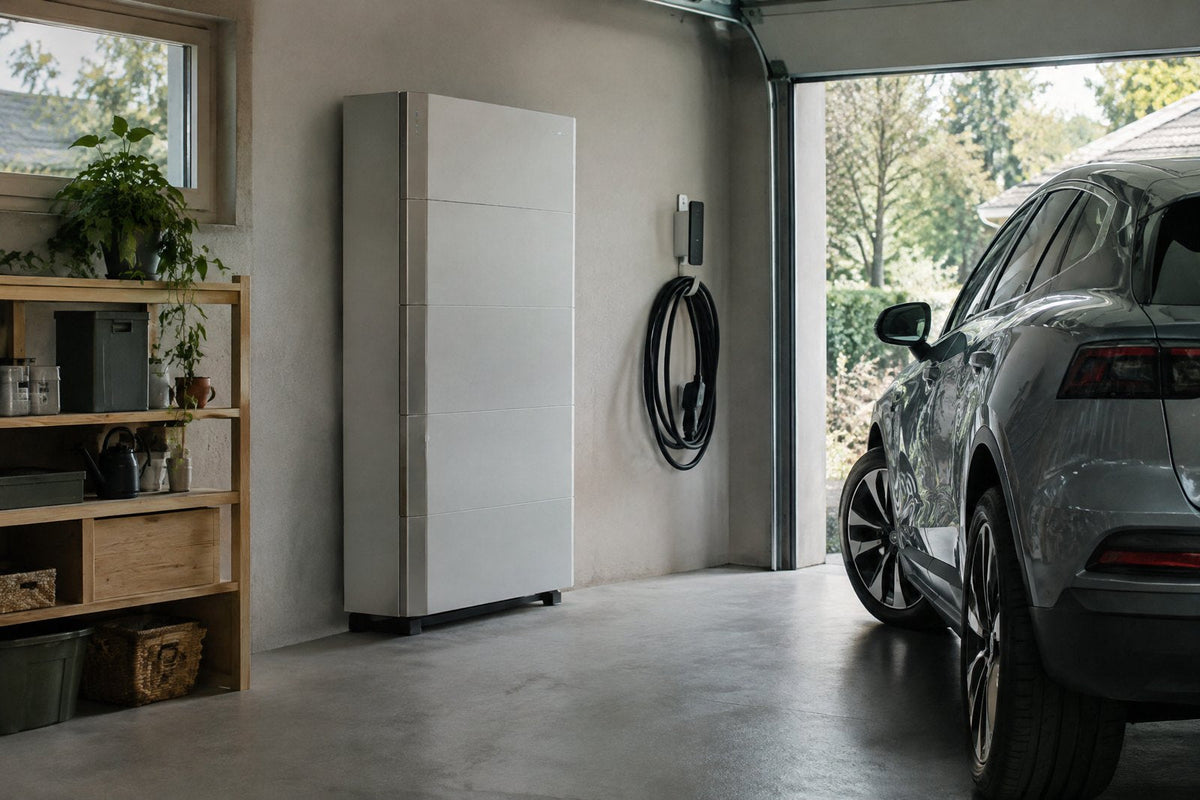 Tre batterier i størrelserne 20, 30 og 50 kWh